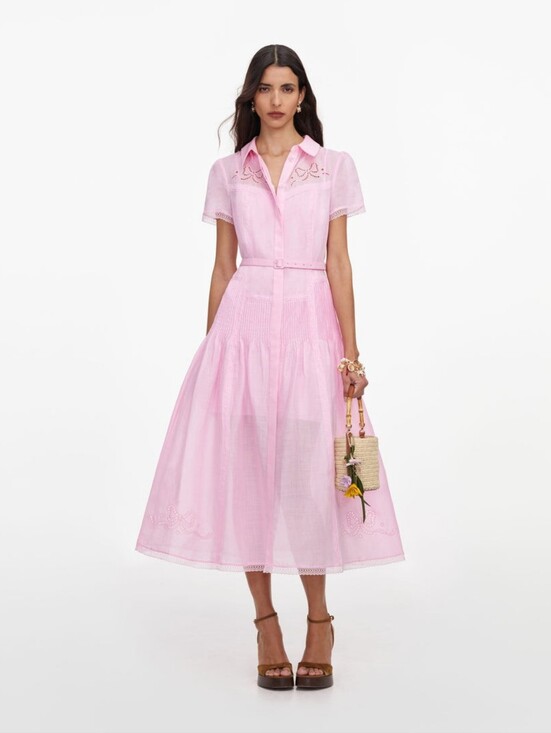 Self-Portrait Dresses & Skirts - Self Portrait Pink Embroidered Midi Dress